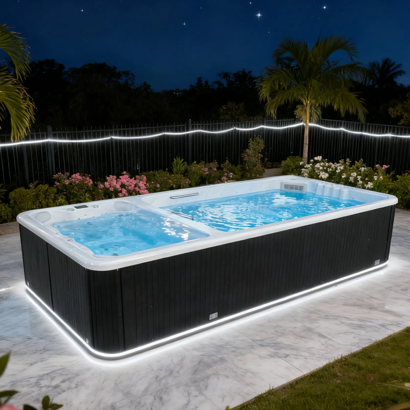 SPA Swim Against Current Jet System Swimming Pool with Hot Tub Massage