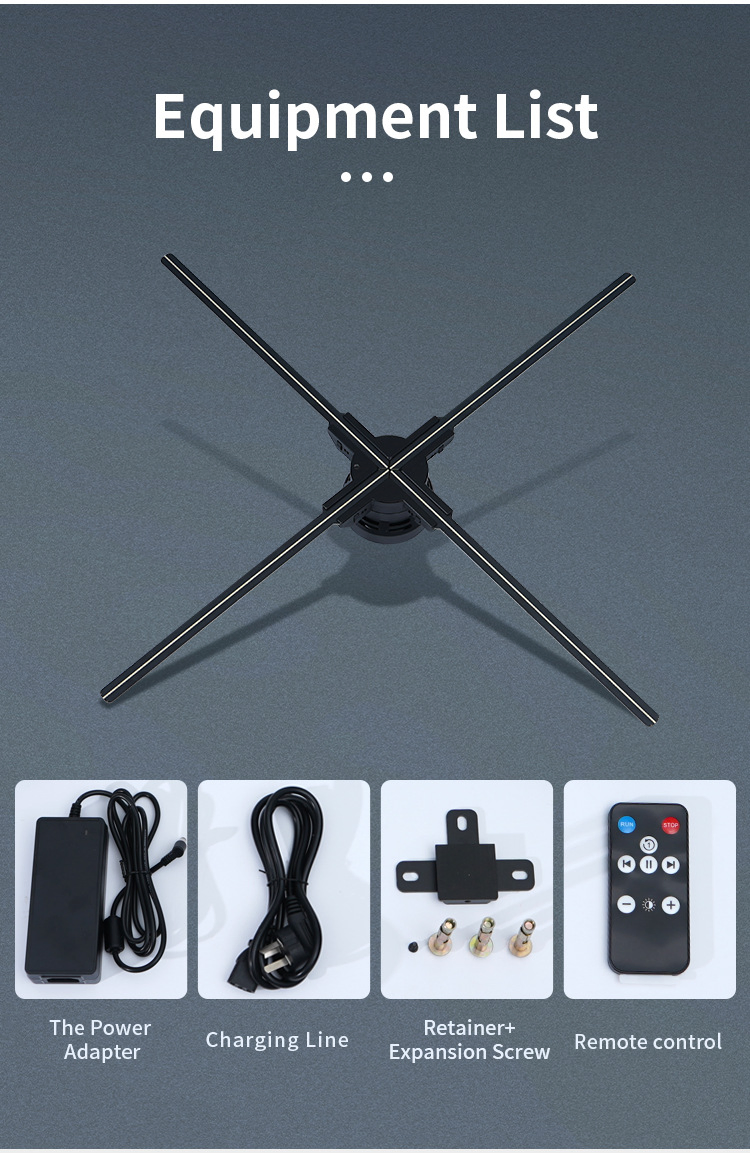 3D голографический LED вентилятор 65 см для рекламы