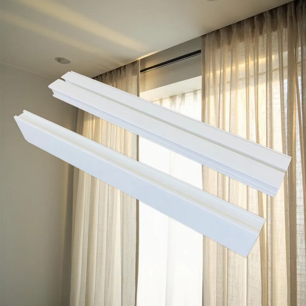 Custom White Rigid PVC Extruded Ceiling Track for Curtains, Easy Installation Slim Design