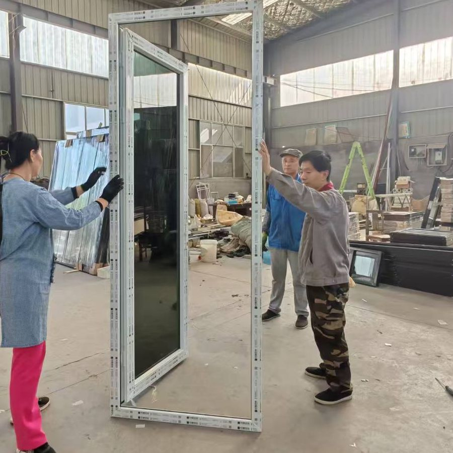Commercial Waterproof Casement Double Glass PVC Door with Reflective Glass for House