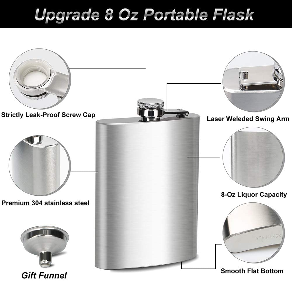 8 Oz Leakproof Drinking Camping Pocket Stainless Steel Hip Flask with Funnel for Abbot's Choice Aberfeldy