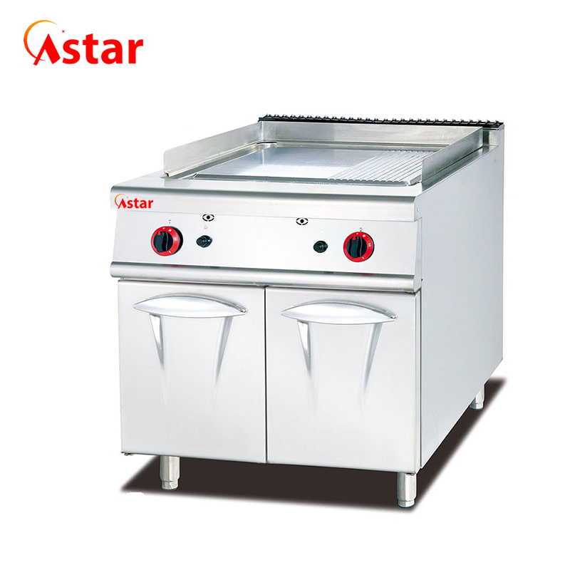 Barbecue Cooking Equipment 1/3 Grooved Gas Griddle with Gas Oven