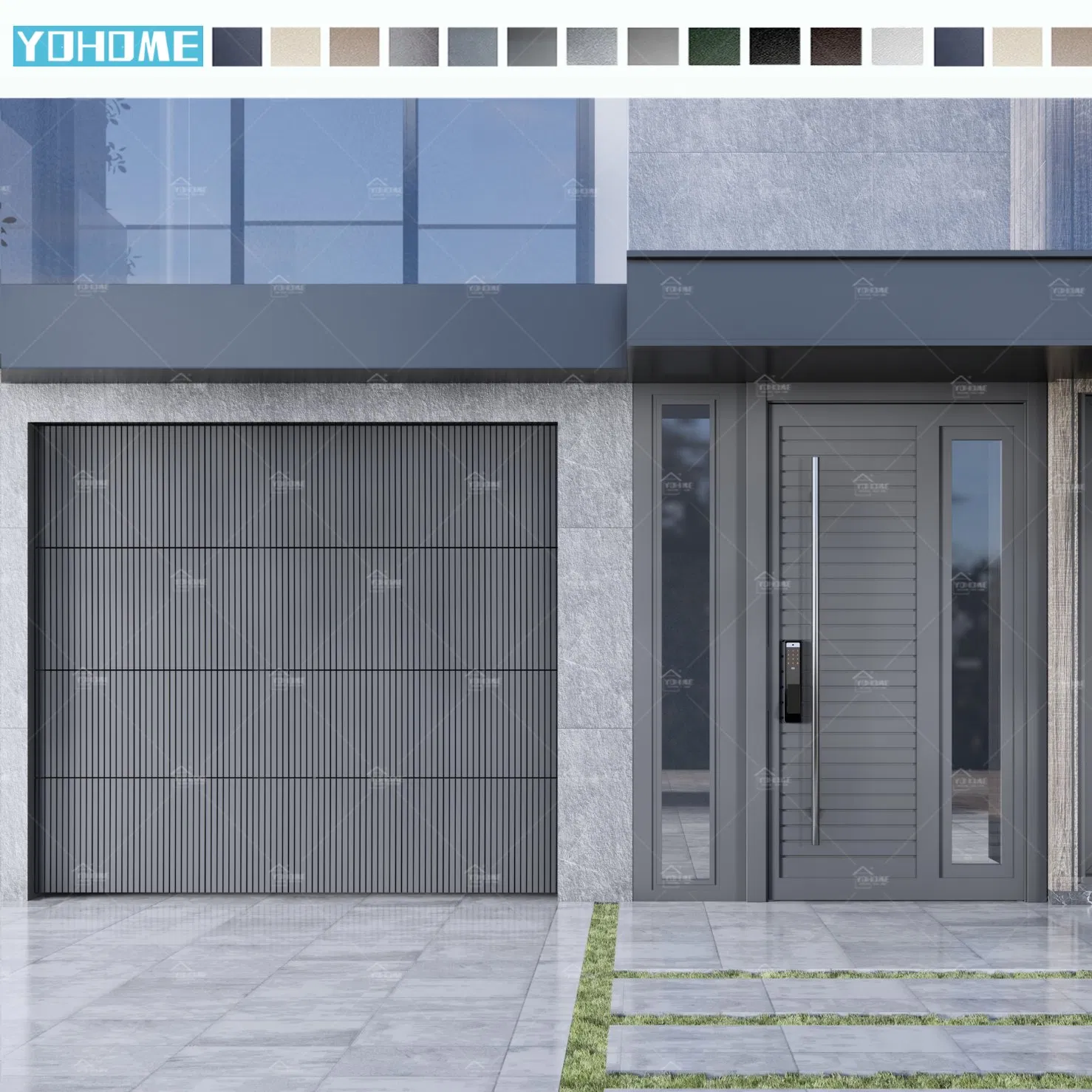 China Top Factory Wholesale Aluminium Modern Automated Garage Doors in Black