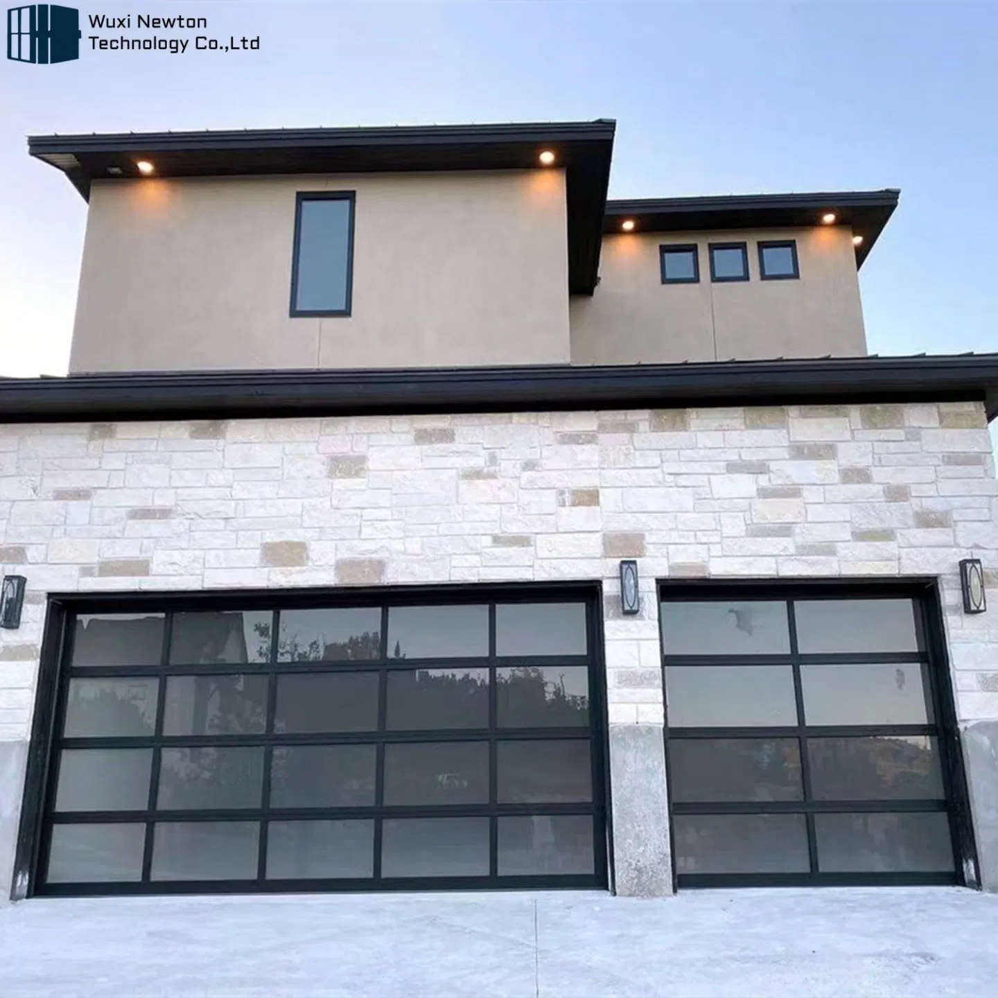 Factory Price Luxury Modern Full View Automatic Aluminum Glass Garage Door with Motor