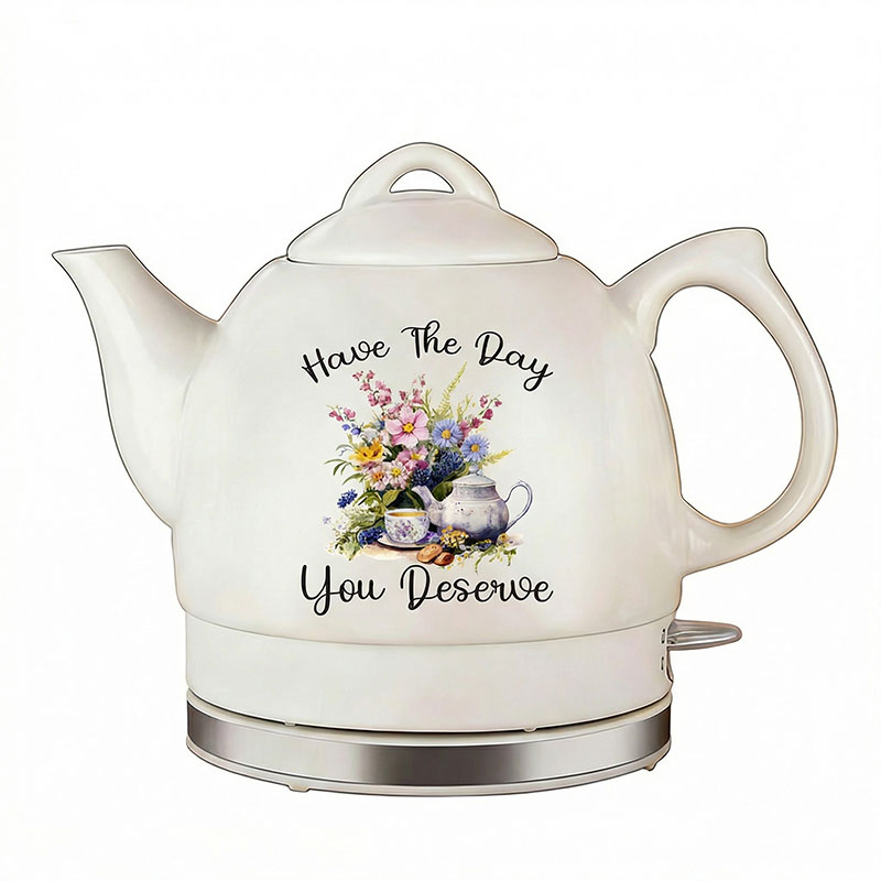 High Quality 360 Degree Rotatable Electric Ceramic Kettle with Porcelain Pot Stainless Steel Heating Plate 1.0L 1.2L Home Appliance