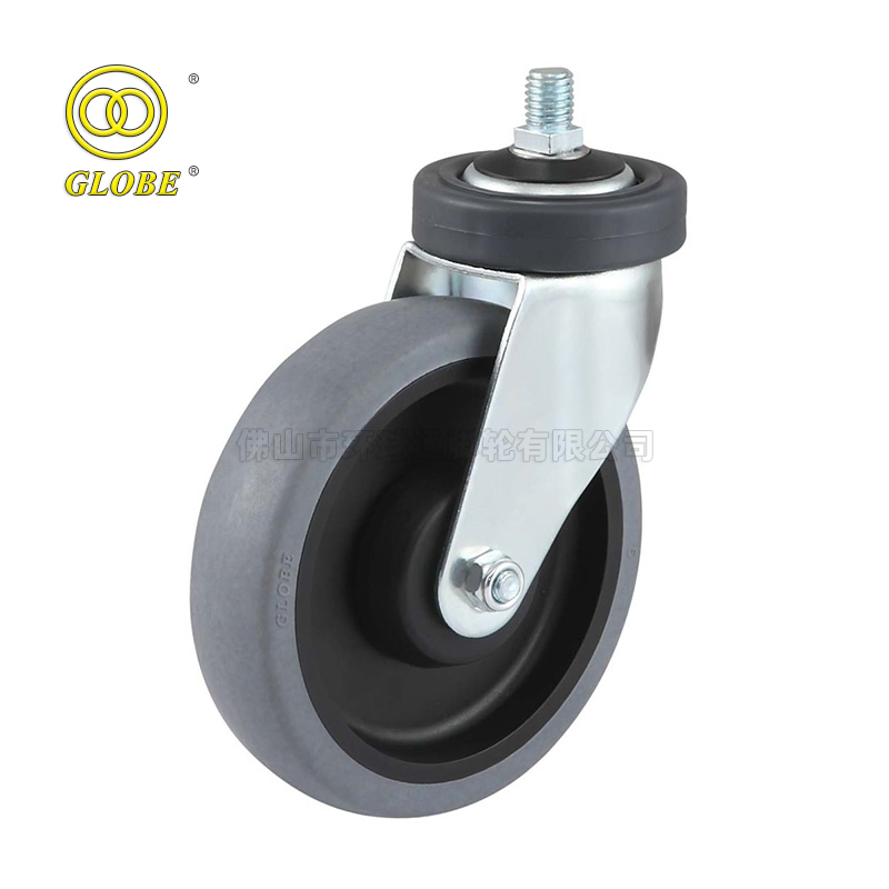 Globe 2025 Swivel Threaded Stem Industrial Caster Supermarket Shopping Trolley 125mm 5"