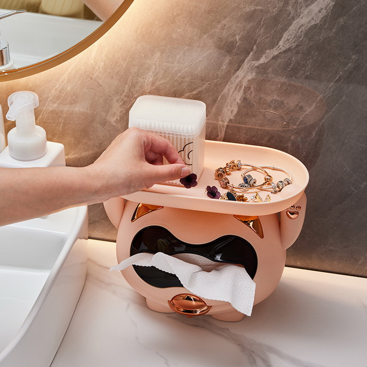 Living Room Light Luxury Creative Lovely Living Room Desktop Multi-Functional Storage Tissue Box