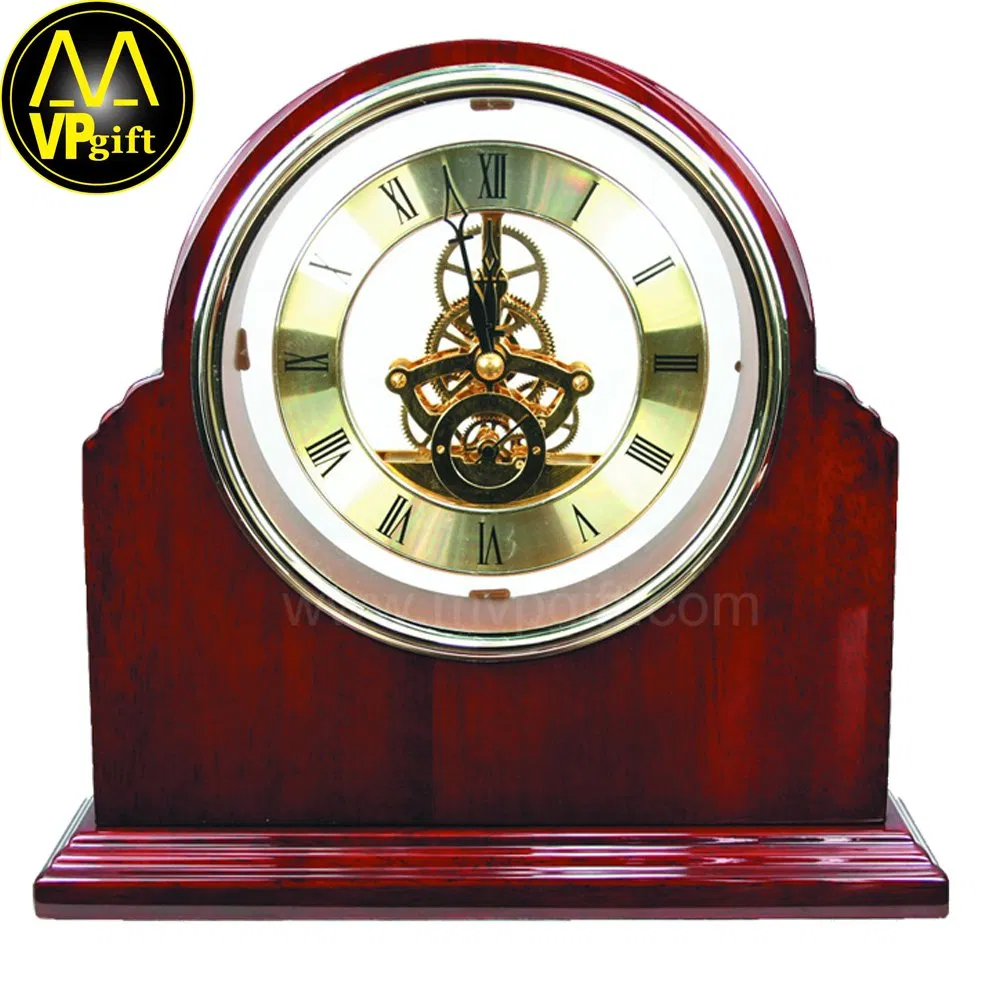 Wholesale Custom Hight Quality VIP MVP Promotion Souvenir Gift Wooden Desk Table Clock