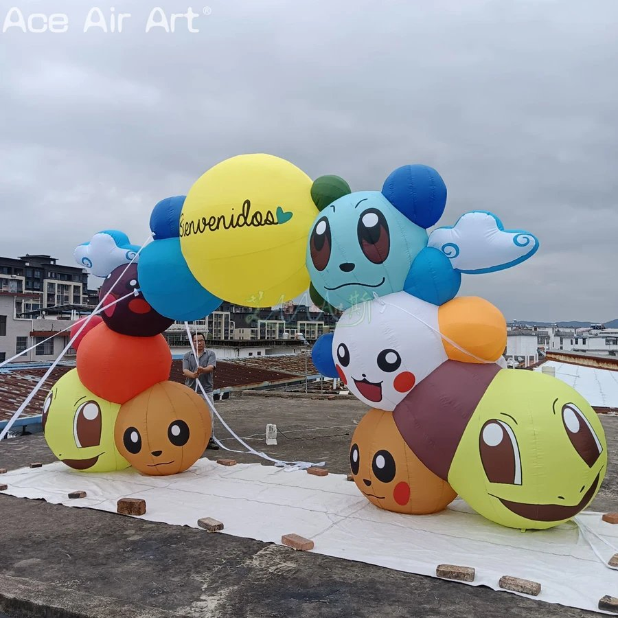 Outdoor Cat Arch Inflatable Archway Cartoon Model Welcome Entrance Gate for Party or Education