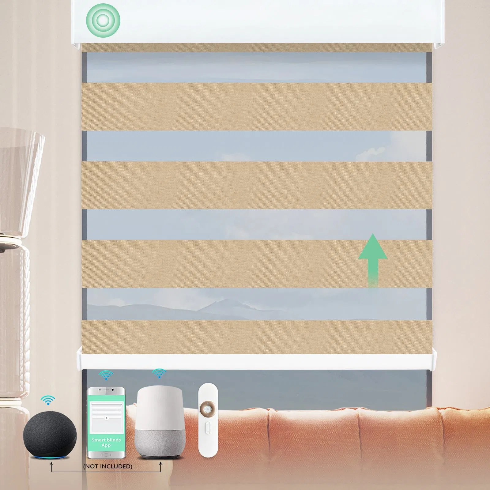 Automatic Waterproof Privacy Sheet Blackout Electronic Remote Control Motorized Zebra Blinds