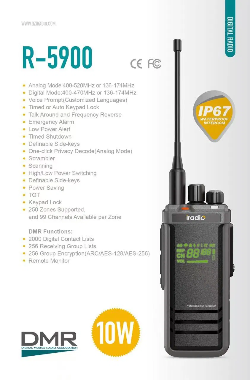Hot Sale Iradio R5900 Two Way Radio - 10W Output Power