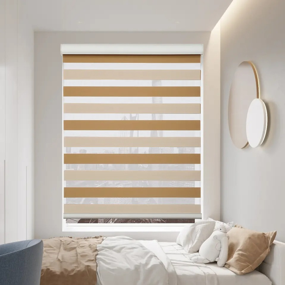 Window Shades Decoration Double Layer Dual Blackout Sunshade Day and Night Zebra Electric Blind for Office Hotel