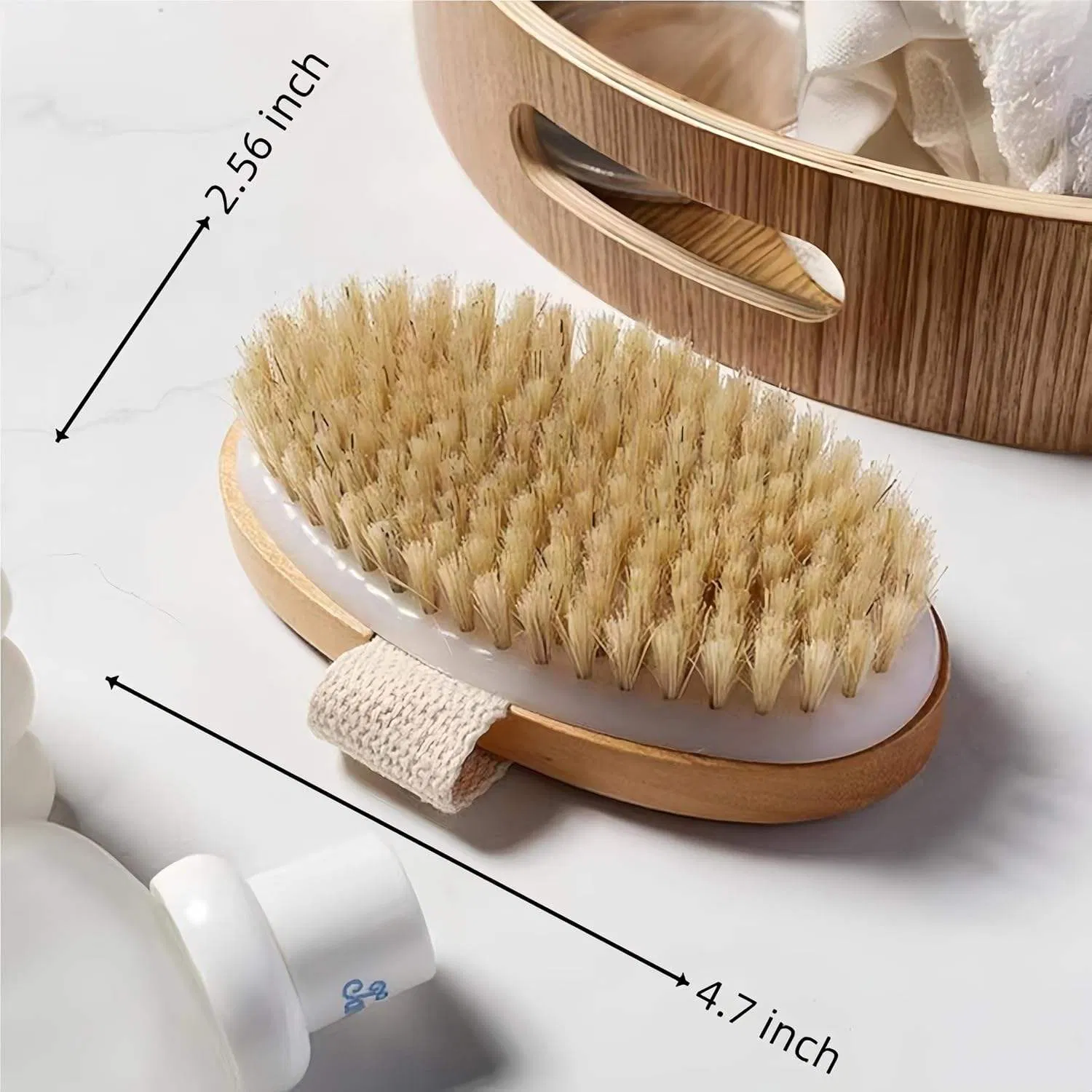 Private Label Dry Bark Wood Bath Brush/Natural Bamboo Sisal Brush/Exfoliating Bath Brush