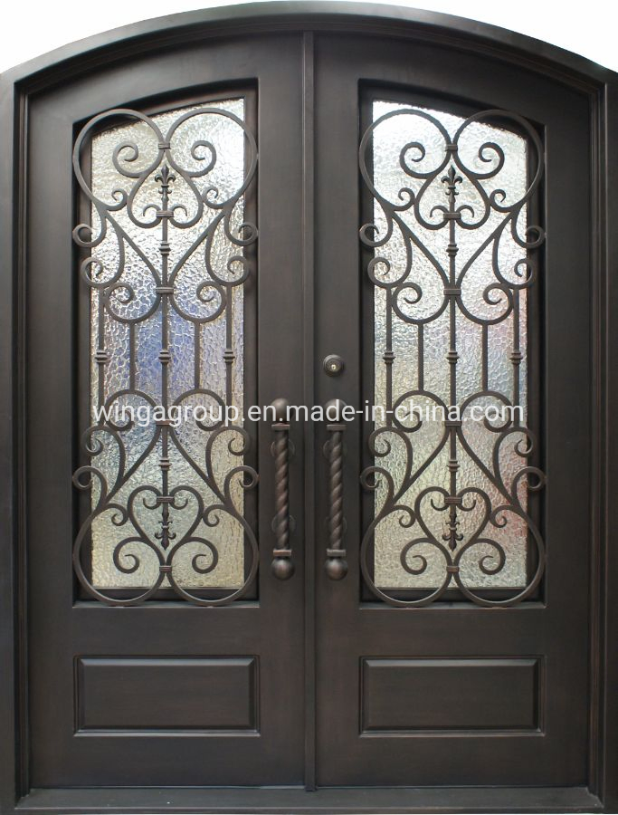 USA Eyebrow Home Wrought Iron Steel Metal Entry Double Door