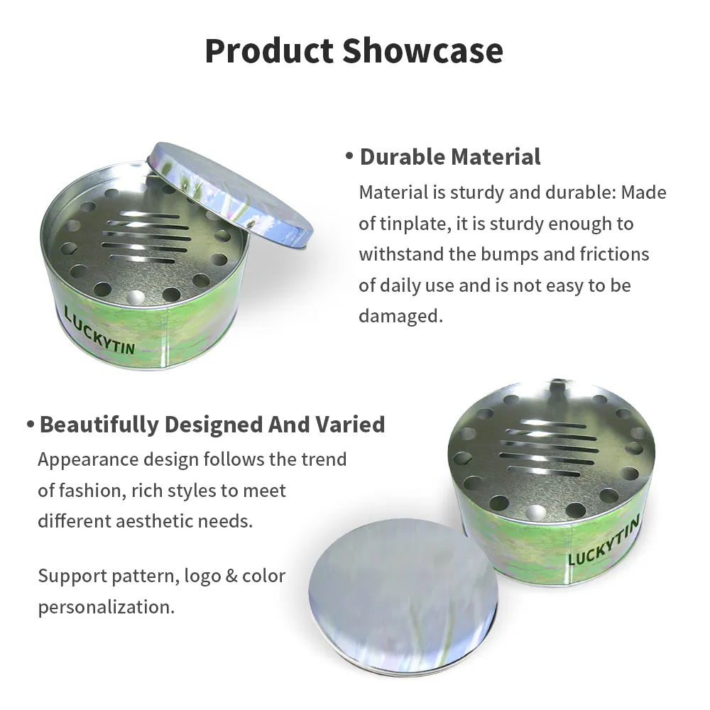 Wholesale Custom Tinplate Desktop Organizer Round Shape Metal Multi Functional Tray Standing Tin Ashtray for Car with Logo