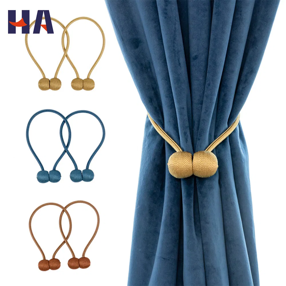 Home Furniture Decorative Magnetic Curtain Tiebacks Buckle Rope Holdbacks Convenient Drape Tie Backs Brown for Curtains