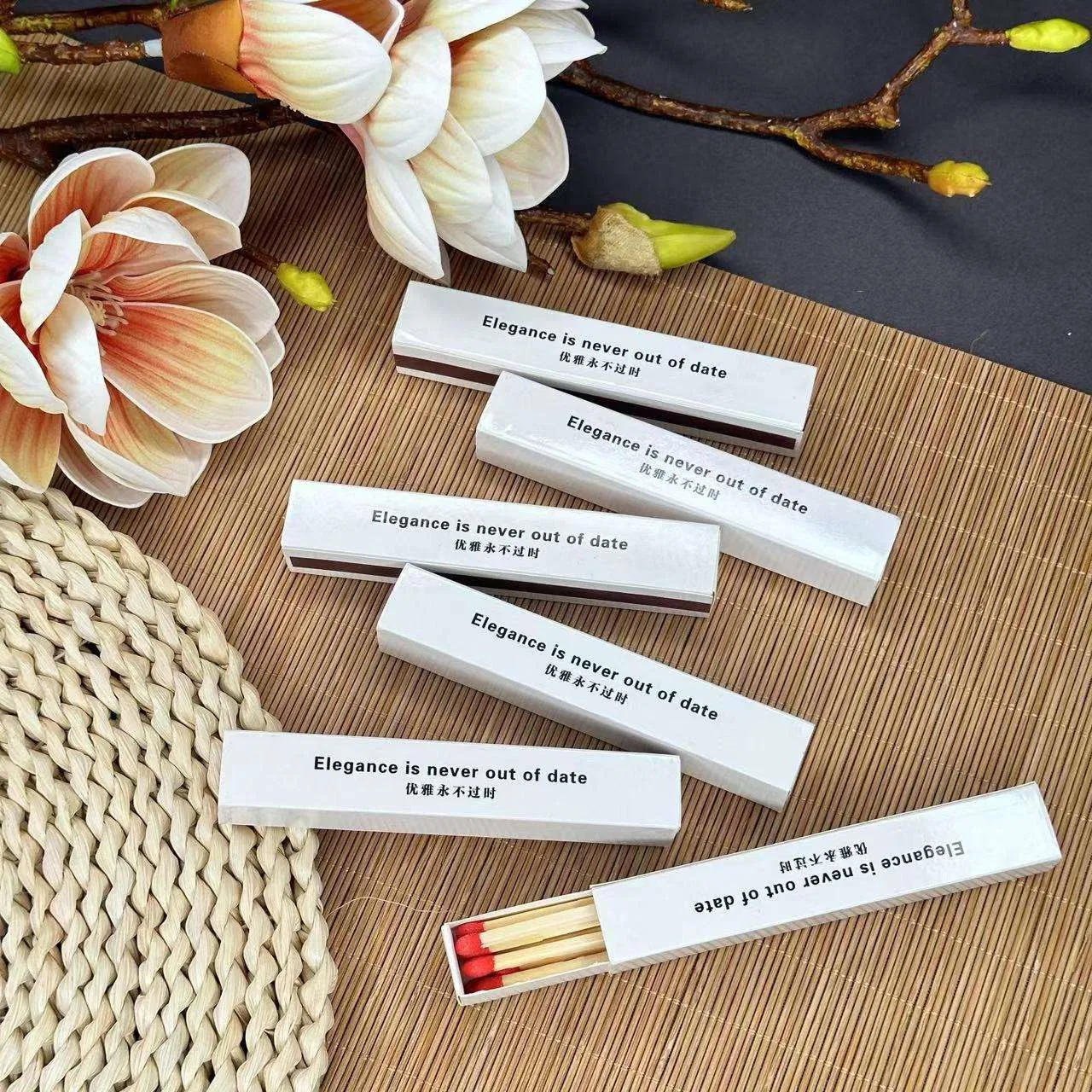 for Candle Hotel Promotional Matches Long Wooden Stick White Box with Matches High Quality Box with Customize Logo Matchbox