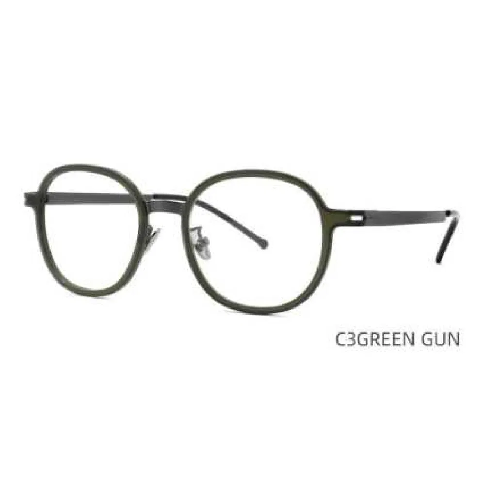 Vm-2001 Black-Dominant Blue-Accent Round-Frame Glasses