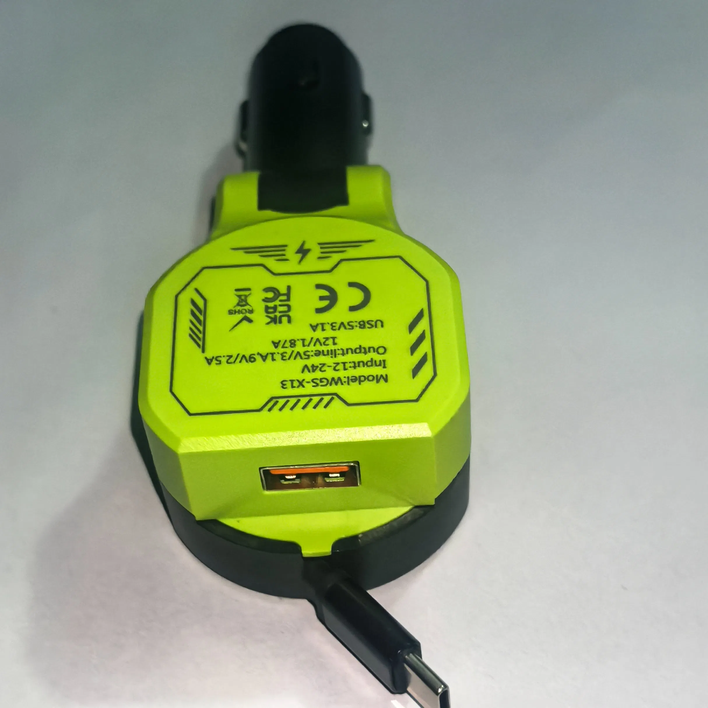 QC 3.0 Fast Car Charger 22.5W Built-in Charging Cable for Mobile Phone