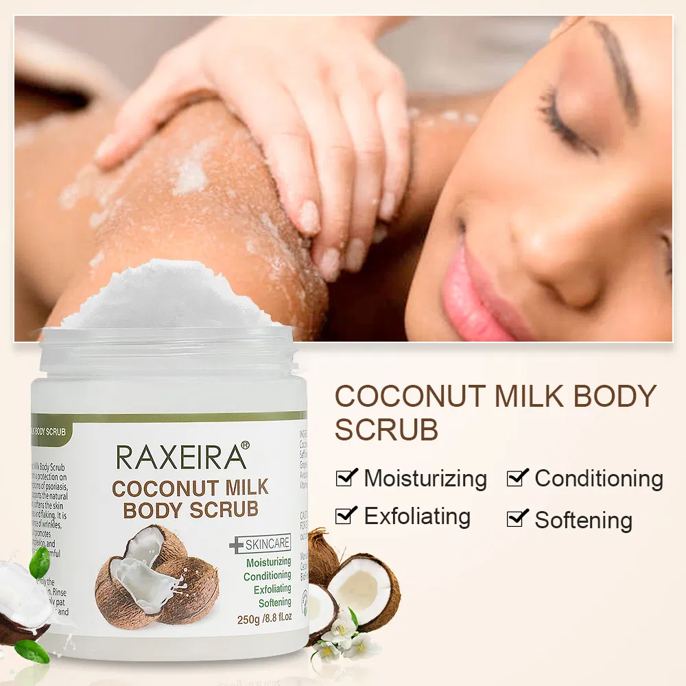 250g Private Label Whitening Removing Chicken Skin Coconut Milk Body Scrub
