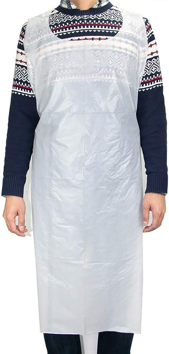 Thicken Lengthen Disposable Plastic Adults Aprons for Dinner, BBQ, Cooking, Painting