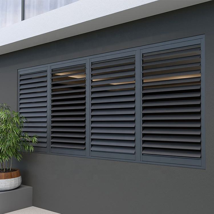 Custom Interior Plantation Window Shutters Modern Aluminum Alloy Louvres with Vertical Opening Pattern Factory Created