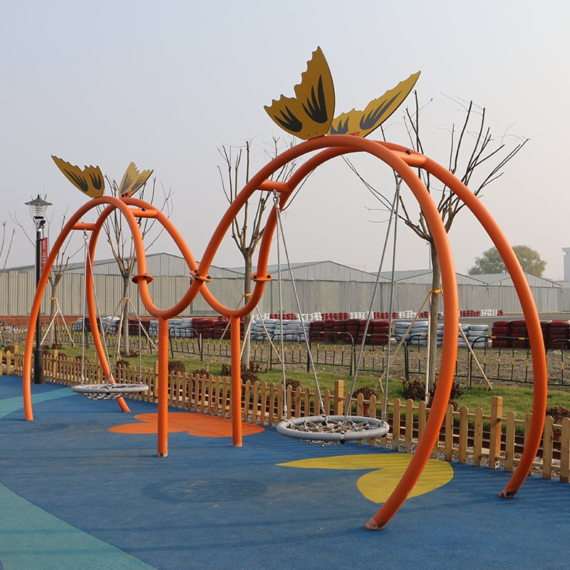 Colorful Outdoor Playground Swing and Slide Set for Kids