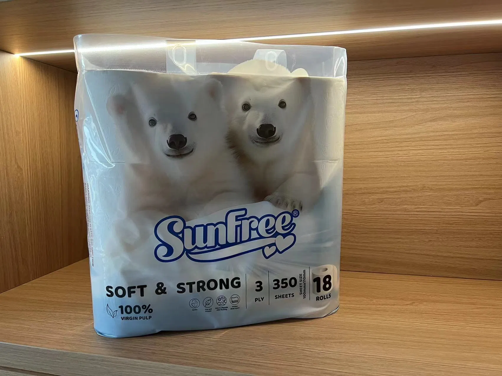 Durable 18-Roll Toilet Paper Customized Embossed 350 Sheets 3-Layer Rolls