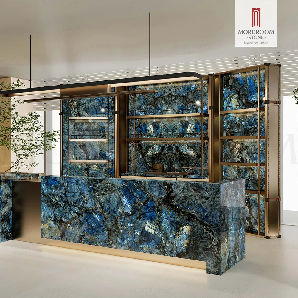 Oceanic Opal Gemstone Bar Top for Sintered Stone Countertop