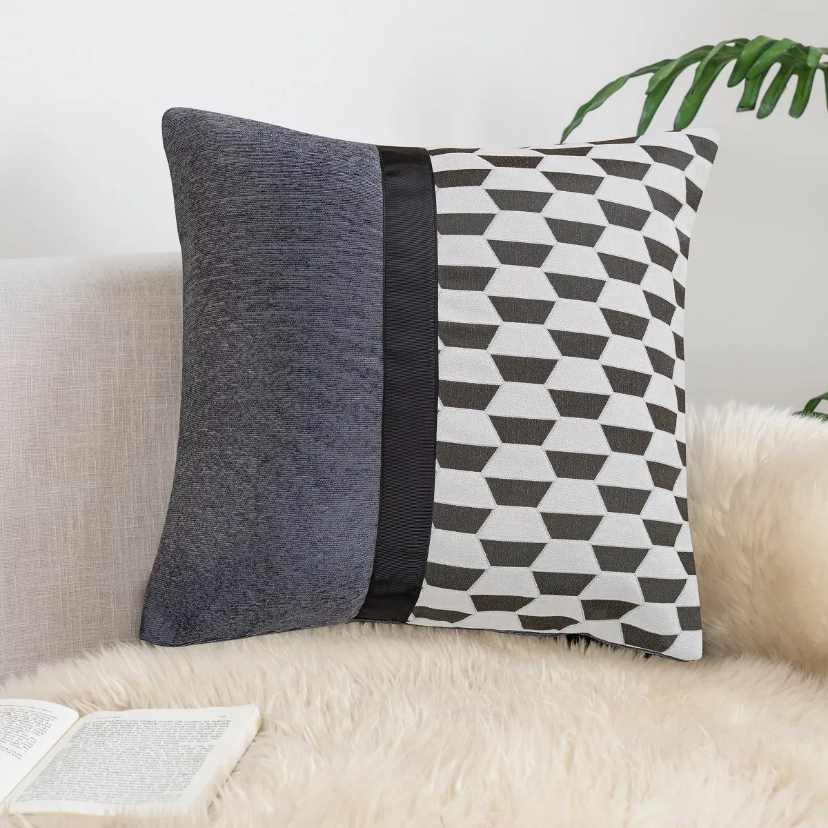 Chenille Throw Pillow Covers 18X18, Decorative Square Solid Pillow Cushion Covers Living Room