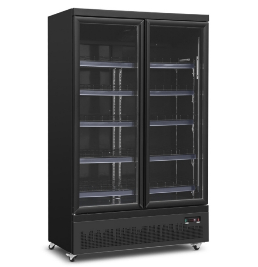 China Factory Price Double Glass Door Standing Freezer Upright Display Frozen Case