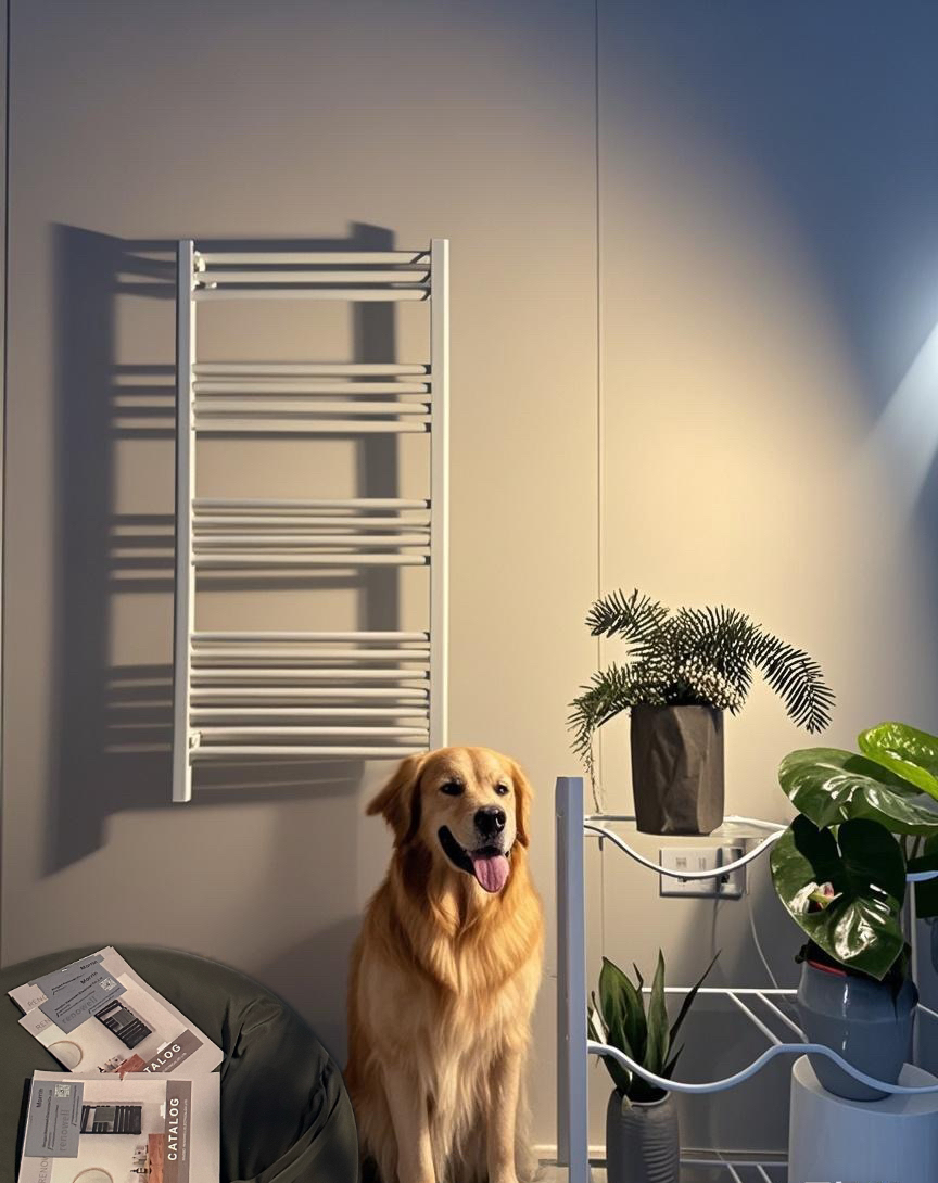 Our Little Boy Feel Comfortable When Sits Beside Our Towel Heater