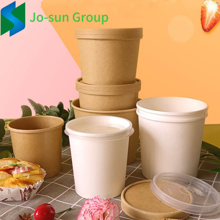 Jo-Sun 8 Oz 12 Oz 16 Oz 32 Oz with Coating Kraft Brown Bucket with Lids