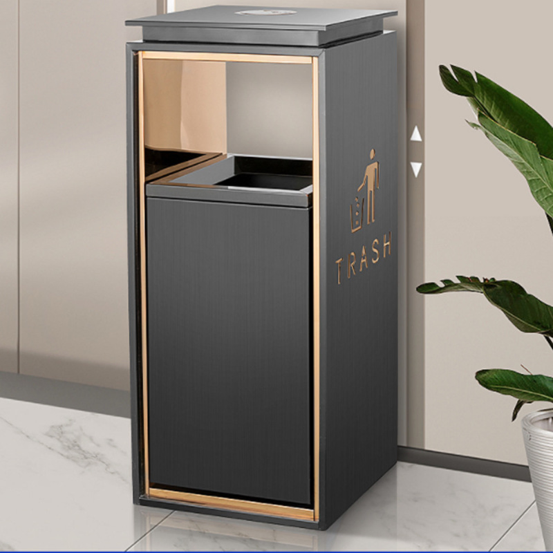 Stainless Steel Indoor Business Trash Can Hotel Lobby Office Building Elevator Entrance