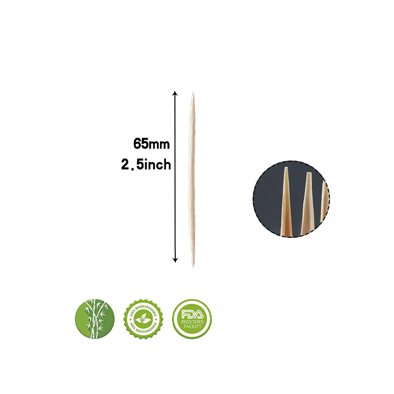 Toothpicks Custom Design Disposable Bamboo Tableware 65mm Length Bamboo Toothpicks for Dinner