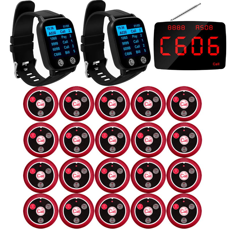Wireless Restaurant Pager System Transmitter Wrist Watch Pager for Food Service