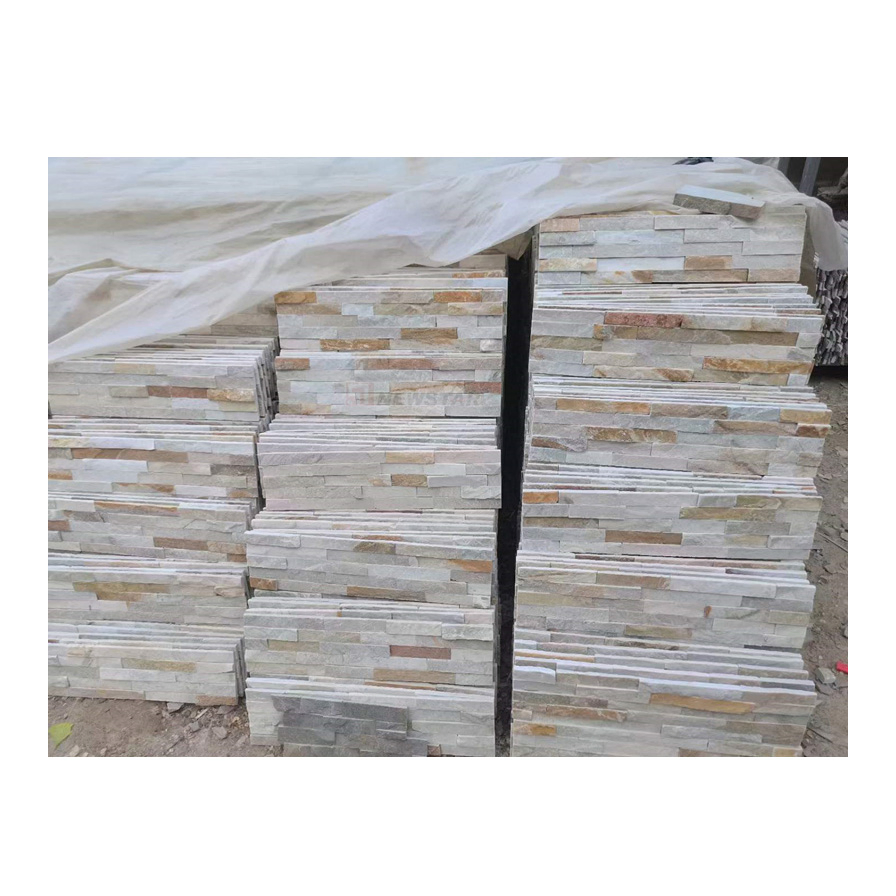 China Natural Yellow Split Face Culture Stone Veneer Garden Outdoor Enclosure Decoration Rust Red Yellow Color Slate for Roofing