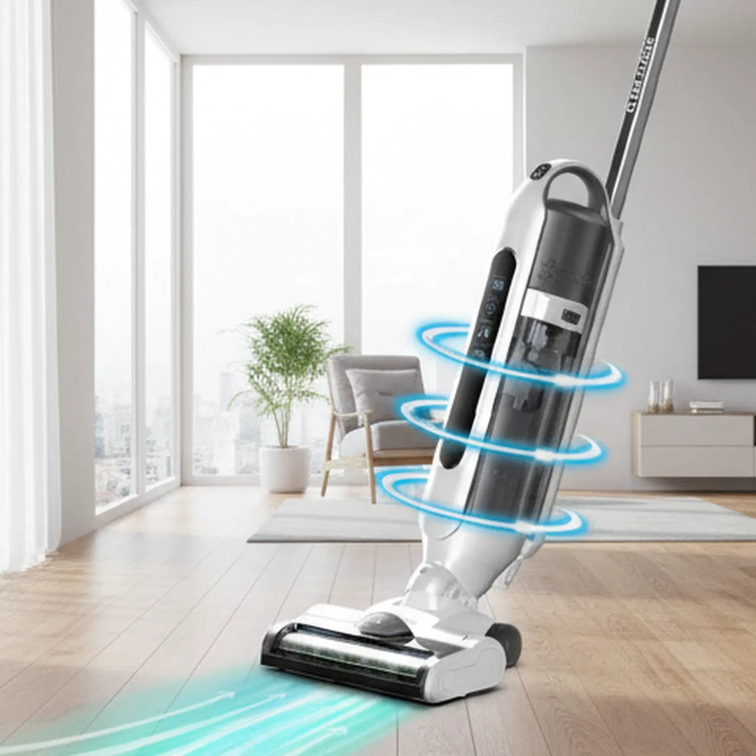 Lightweight Cordless Wet Dry Vacuum Mop with Self Cleaning and LED Display for Hard Floors and Area Rug