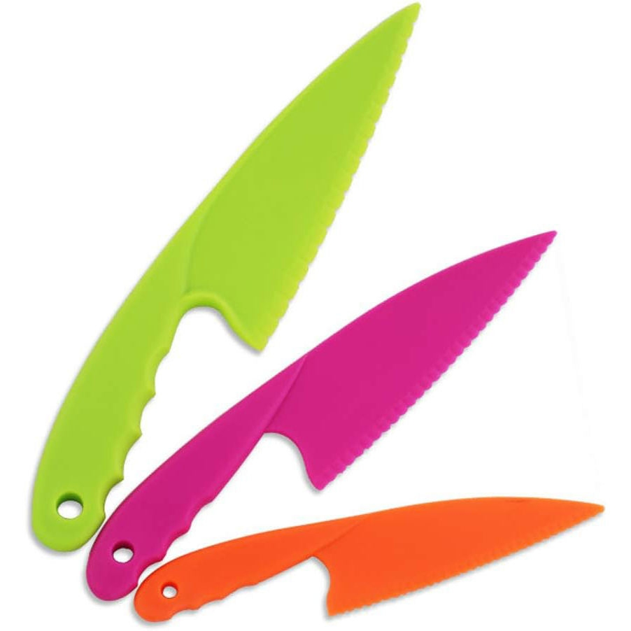 Children's Plastic Fruit Bread Knife Set 3-Piece Set, Cutting Fruit Cake Cooking Tool Set