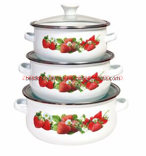 5PCS Enamelware Casserole Set with Glass Lid Factory Sales