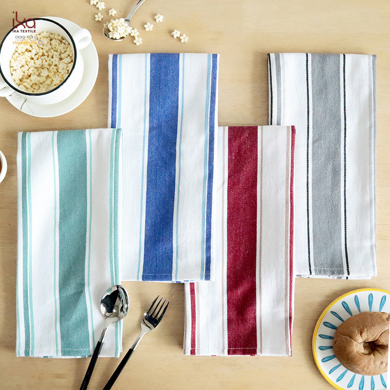 Jacquard Sublimation Quick Dry Large Gift Yarn Dyed Kitchen Dish Cloth Wholesale White Custom Cotton Tea Towel