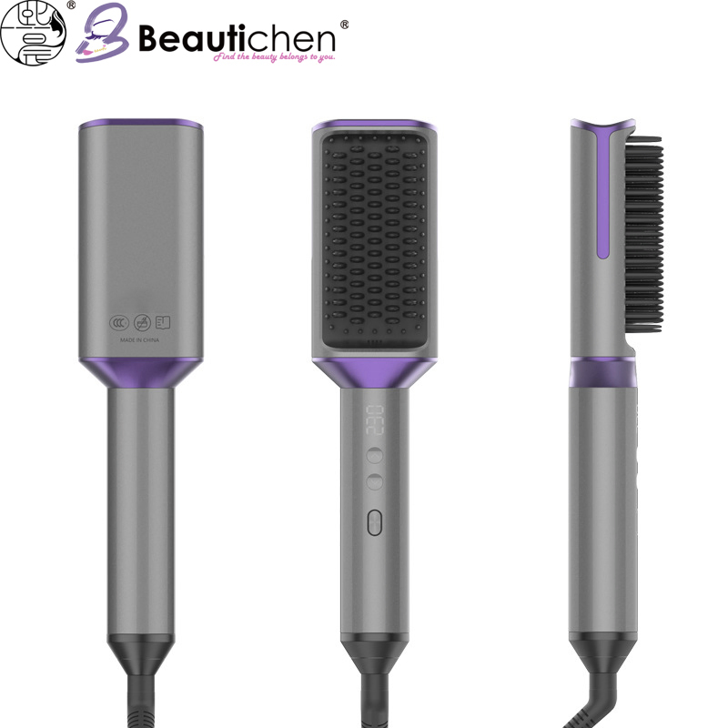 Beautichen 4-in-1 Hot Air Brush Dryer – Ionic Hair Styler with Detachable Comb, LED Display & Adjustable Heat for Blow Drying, Straightening, Curling