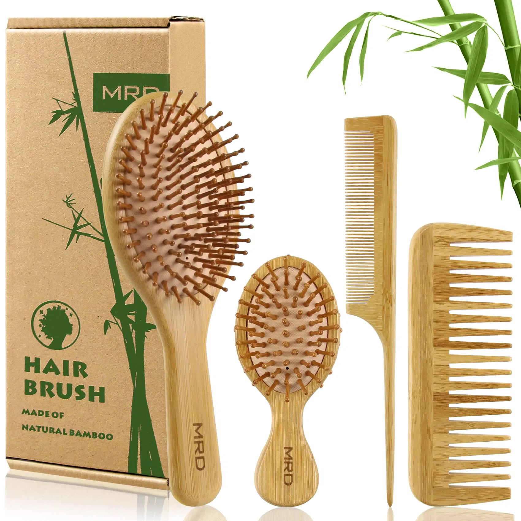 New Mold Paddle Shape Air Cushion Massage Hair Brush with Soft Touch Paint and with Bow Decoration Natural Bamboo Comb Paddle