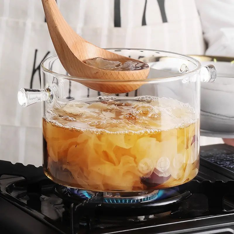 High Borosilicate Factory Direct Transparent Glass Cooking Pot for Kitchen