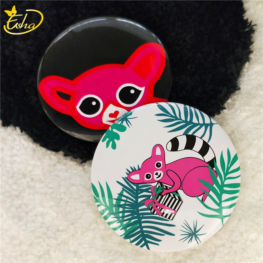 Promotional Gift Small Cosmetic Metal Tinplate Pocket Compact Makeup Magic Glass Cartoon Mirror