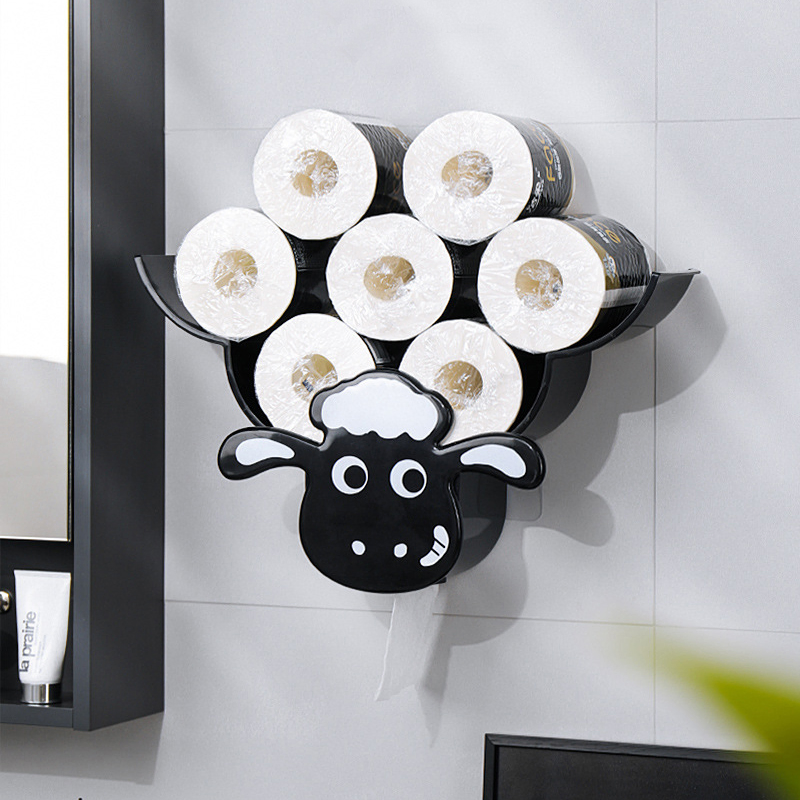 New Design Wall Mounted Sheep Tissue Holder No Punching Tissue Rack
