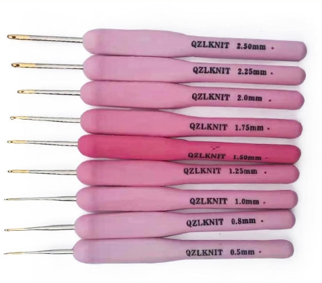 Hot 9PCS/Set Pink Aluminum Crochet Hooks Set Crochet Needle Case