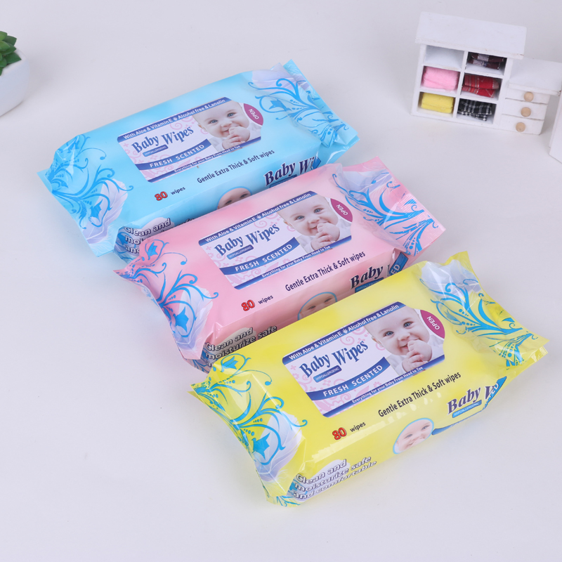 OEM Cheap Baby Care Tissue Non-Woven Hand & Mouth Cleaning Flushable 80 Pieces Baby Wet Wipes