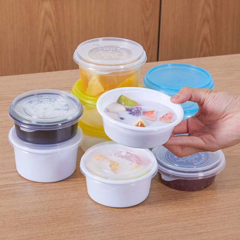 800ml Disposable Cornstarch Food Container Round Bowl with Lid