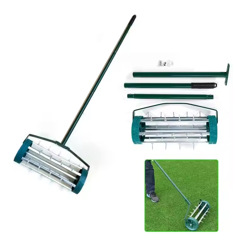 Garden Heavy-Duty Lawn Aerator Roller with 48 Steel Spikes Adjustable Handle